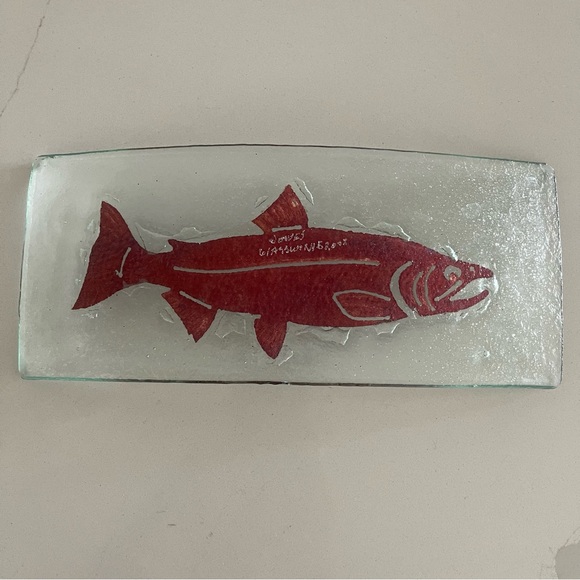 Vintage Jones Glassmaker Salmon Fish Platter Dish - Picture 6 of 10